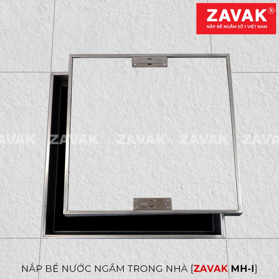 Nắp đậy bể nước ngầm Mh-i60 7 Nắp bể nước ngầm trong nhà Zavak MH-I, Inox 304, Nắp âm sàn lát gạch chống bụi chống nước