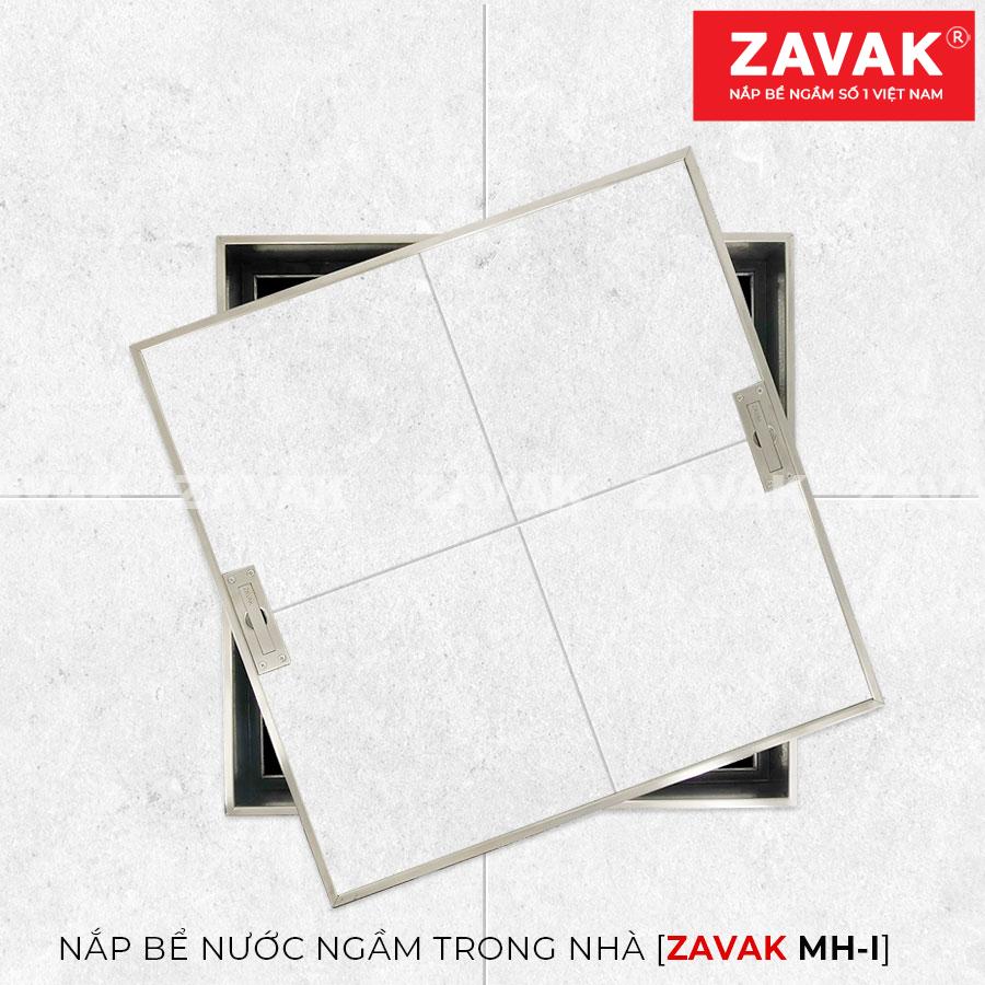 Nắp đậy bể nước ngầm Mh-i45 9 Nắp bể nước ngầm âm sàn inox Zavak MHI lát gạch thẳng