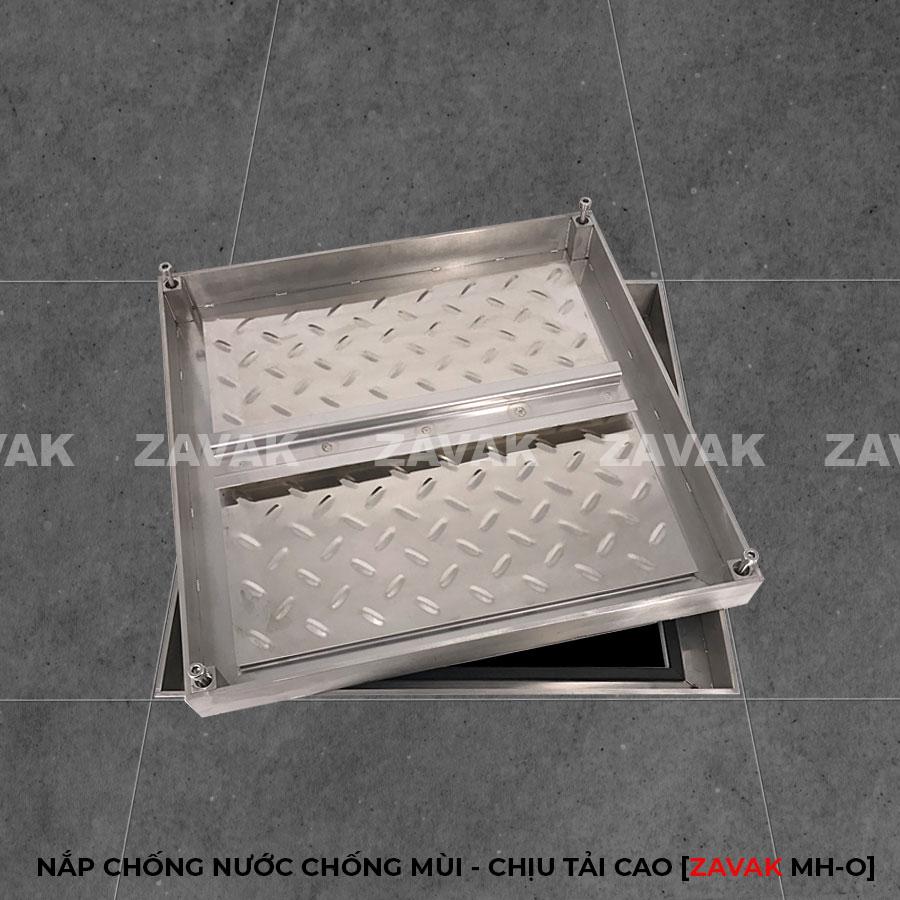 Nắp bể ngầm chịu tải cao Mh-O45 2 Nắp bể ngầm âm sàn inox, nắp hố ga inox chống mùi chịu tải cao ZAVAK MHO 45x45cm