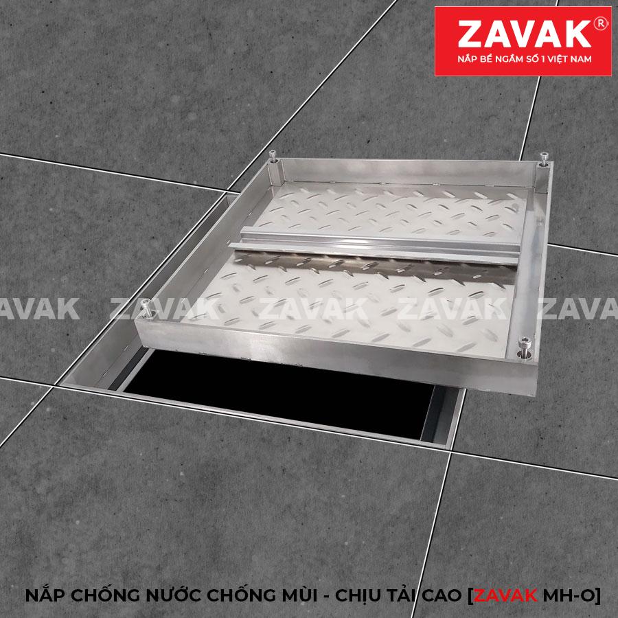 Nắp bể ngầm chịu tải cao Mh-O45 4 Nắp bể ngầm âm sàn inox, nắp hố ga inox chống mùi chịu tải cao ZAVAK MHO 45x45cm