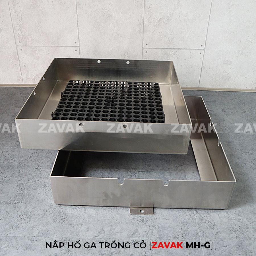 Nắp hố ga trồng cỏ Mh-G60 5 Khung Nắp hố ga inox ZAVAK MH-G trồng cỏ lên trên bề mặt sử dụng làm nắp đậy hố ga thoát nước sân vườn kích thươc 60x60cm