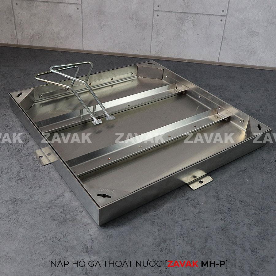 Nắp hố ga thoát nước Mh-p50 12 Khung inox Nắp hố ga thoát nước mưa Zavak MH-P lát gạch kích thước 50x50