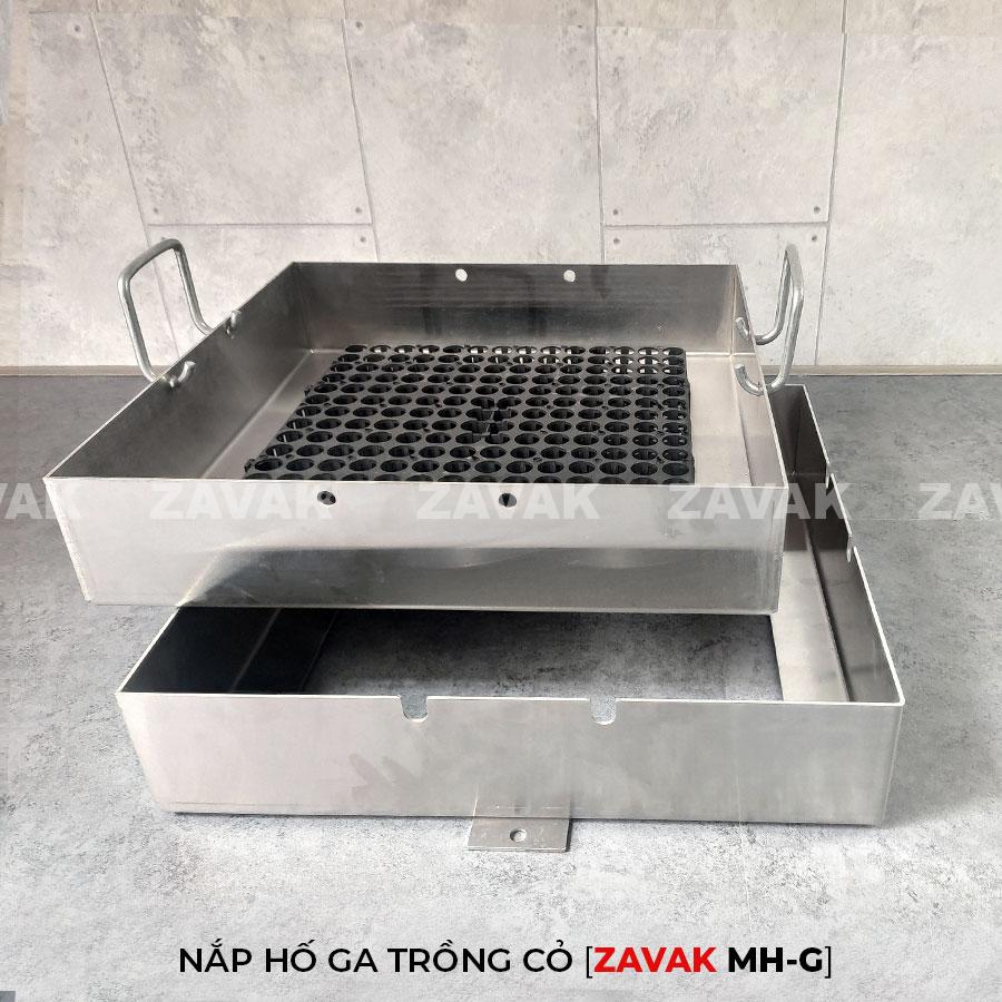 Nắp hố ga trồng cỏ Mh-G60 7 Khung Nắp hố ga inox ZAVAK MH-G trồng cỏ lên trên bề mặt sử dụng làm nắp đậy hố ga thoát nước sân vườn kt 60x60cm kèm tay nâng