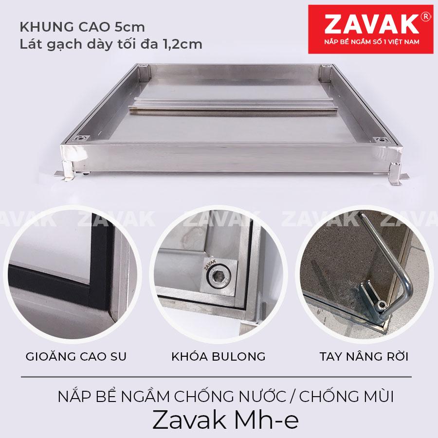Nắp bể ngầm chống nước ngăn mùi Mh-e70 2 Cấu tạo Nắp bể nước ngầm chống nước ngoài trời, nắp hố ga chống mùi inox ZAVAK MH-E. lát gạch âm sàn