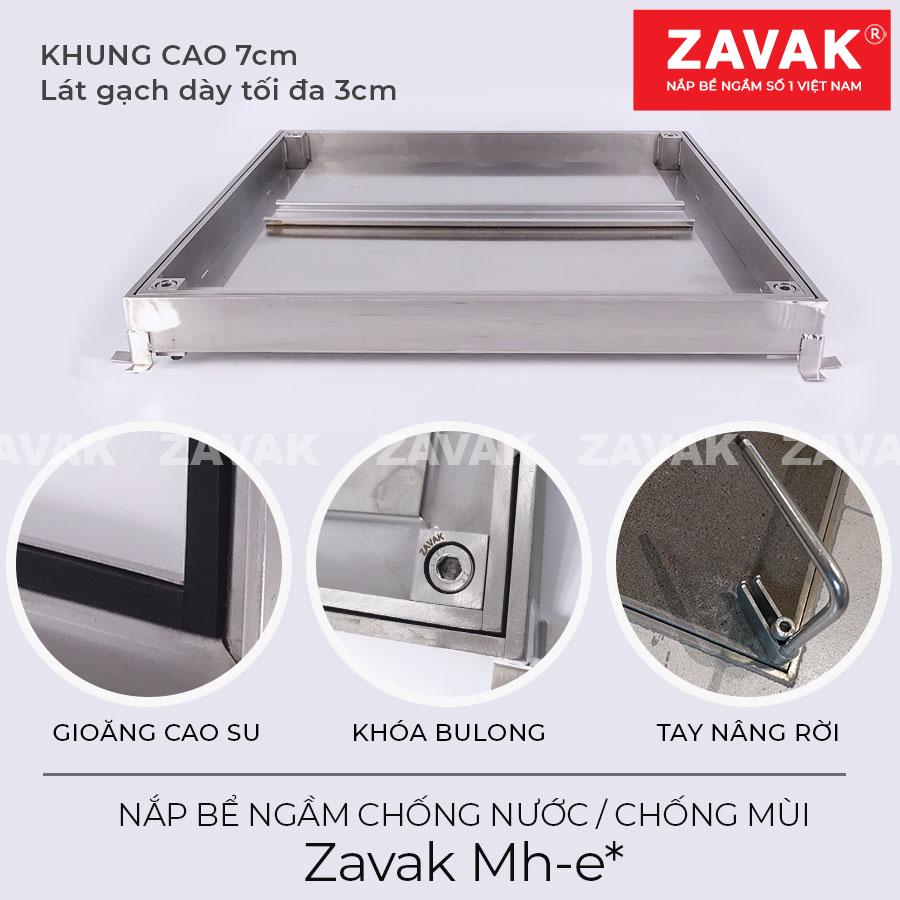 Nắp bể ngầm chống nước ngăn mùi Mh-e70 3 Cấu tạo Nắp bể nước ngầm chống nước ngoài trời, nắp hố ga chống mùi inox ZAVAK MH-E. lát ddas