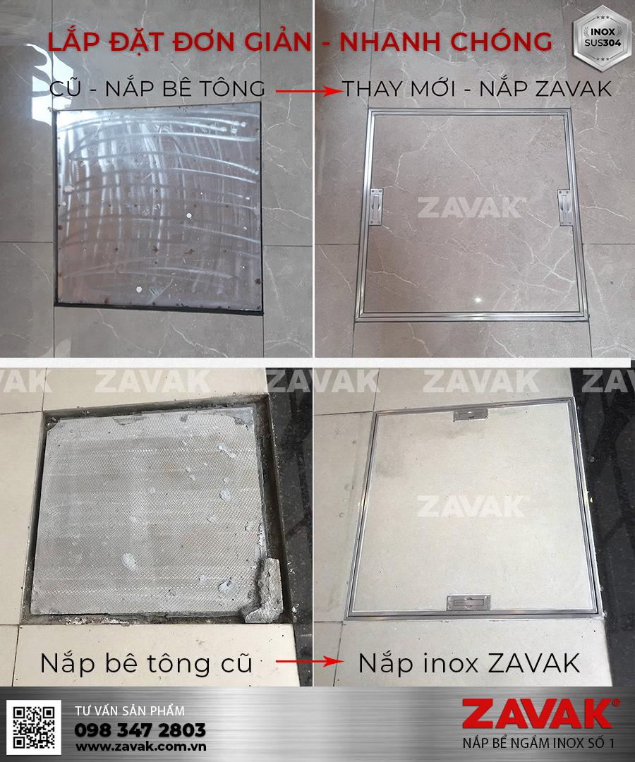 Nắp đậy bể nước ngầm Mh-i60 12 thay thế nắp bể nước bê tông bằng nắp bể inox Zavak