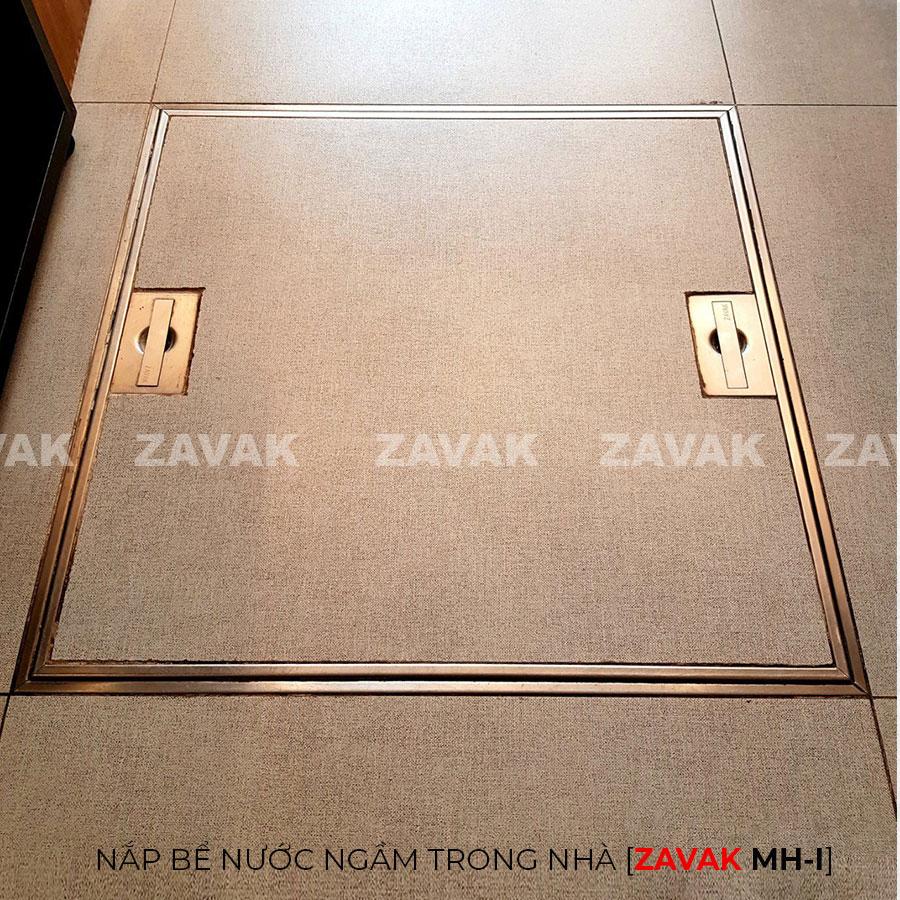 Nắp đậy bể nước ngầm Mh-i50 11 Nắp bể nước ngầm âm sàn inox Zavak MHI60 lát gạch bên trên