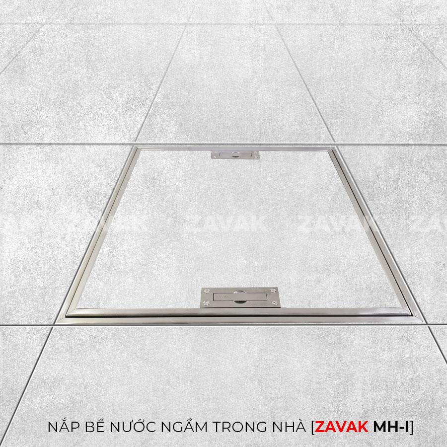 Nắp đậy bể nước ngầm Mh-i60 9 Nắp bể nước ngầm âm sàn inox Zavak MHI lát gạch phẳng với mặt sàn