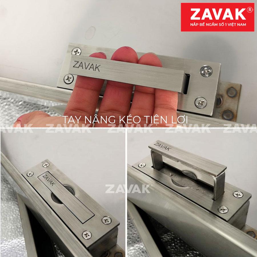 Nắp đậy bể nước ngầm Mh-i60 14 Nắp bể nước ngầm âm sàn lát gạch inox Zavak MHI tay nâng kéo