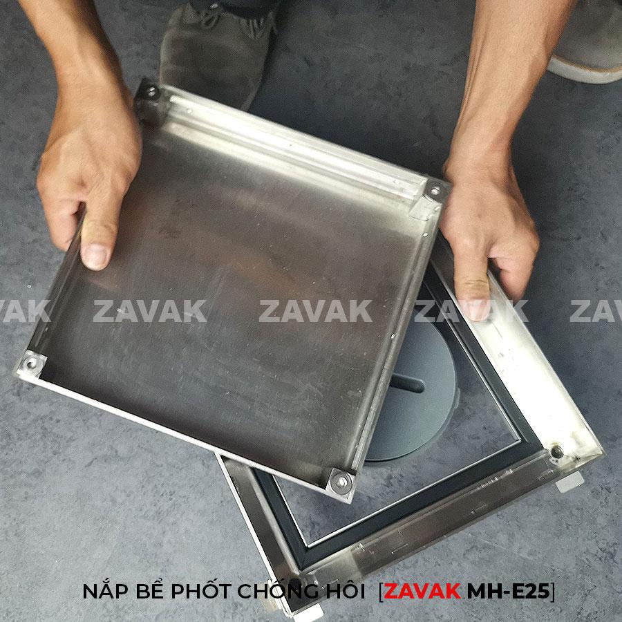 Nắp đậy bể phốt MH-E25 6 nắp hố ga nước thải nắp bể phốt inox chống mùi zavak mhe25 lát gạch 25x25