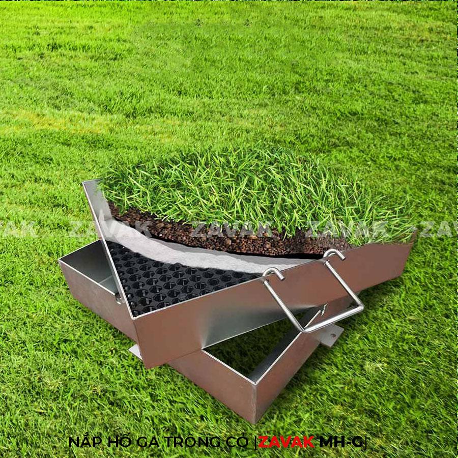 Nắp hố ga trồng cỏ Mh-G60 1 Nắp hố ga bằng inox ZAVAK MH-G trồng cỏ lên trên bề mặt sử dụng làm nắp đậy hố ga sân vườn thẩm mỹ tiện lợi