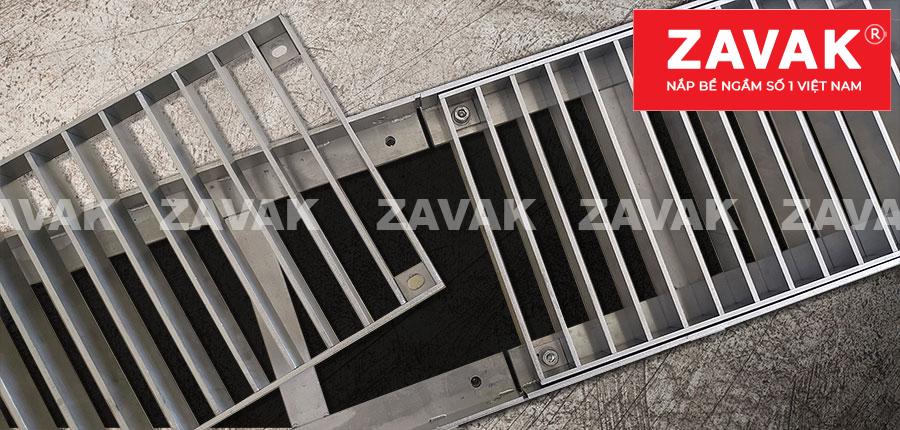 Mương rãnh thoát nước GRT-40 12 Nắp Rãnh thoát nước tầng hầm, mương thu thoát nước gara inox Zavak grating