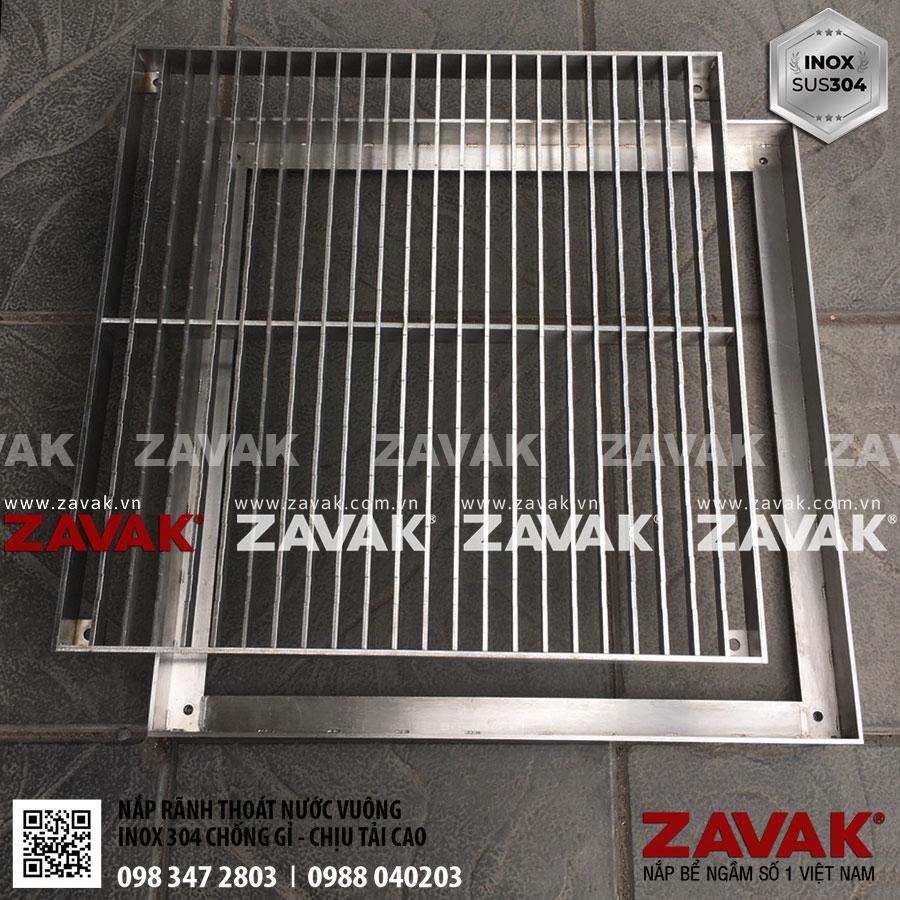 Nắp rãnh thoát nước GRT-60x60 8 Nắp rãnh thoát nước grating, mương thu nước inox Zavak GRT