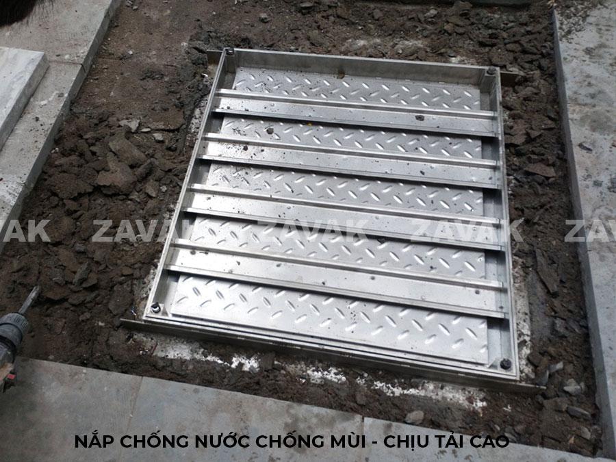 Nắp bể ngầm chịu tải Mh-D100 12 Lắp đặt nắp thăm bể nước nắp bể ngầm âm sàn nắp hố ga inox Zavak