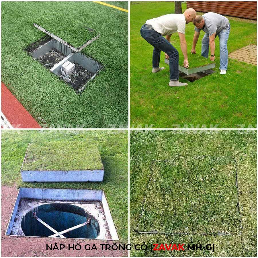Nắp hố ga trồng cỏ Mh-G60 8 Nắp hố ga bằng inox ZAVAK MH-G trồng cỏ lên trên bề mặt sử dụng làm nắp đậy hố ga thoát nước sân vườn thẩm mỹ tiện lợi