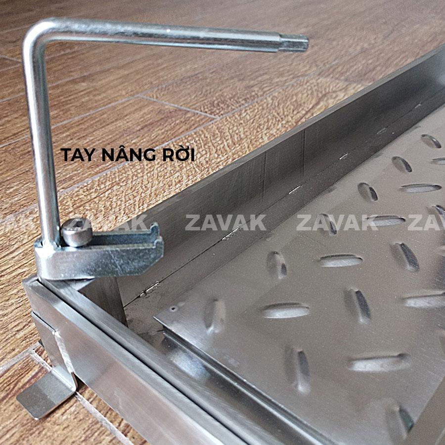 Nắp bể ngầm chịu tải cao Mh-O90 5 Tay nâng nắp bể nước ngầm inox, nắp hố ga inox Zavak MH-O