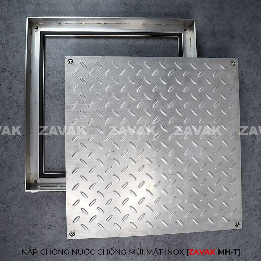 Nắp bể inox chống trượt MH-T60 6 Nắp âm sàn nắp thăm bể ngầm inox chống nước chống mùi mặt inox 304 nhám chống trượt