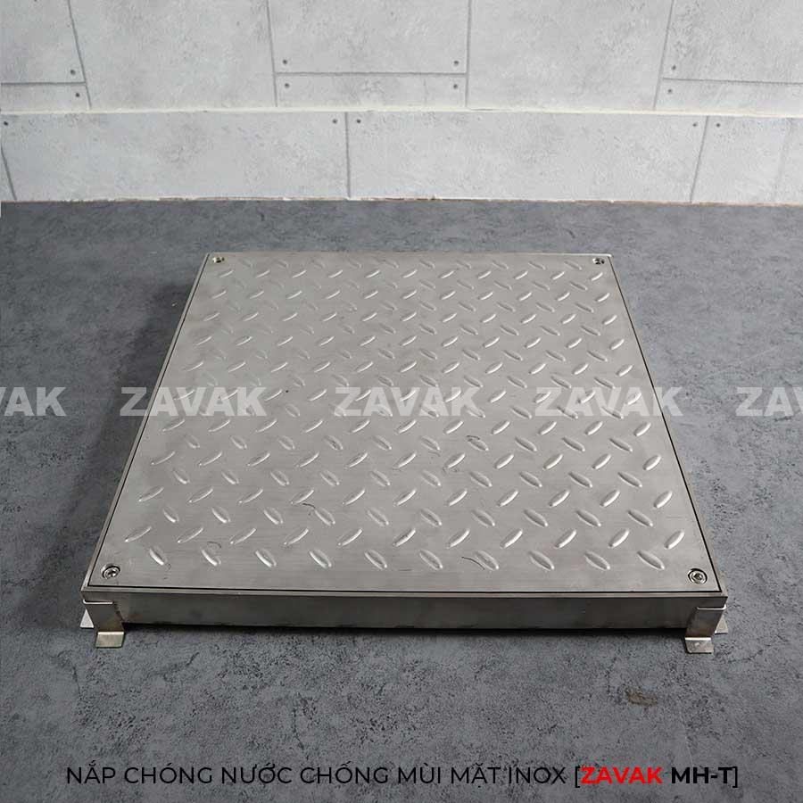 Nắp bể inox chống trượt MH-T60 3 Nắp âm sàn nắp thăm bể ngầm inox chống nước chống mùi mặt inox 304 nhám chống trượt
