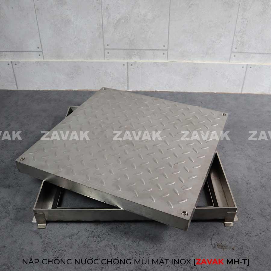 Nắp bể inox chống trượt MH-T60 5 Nắp âm sàn nắp thăm bể ngầm inox chống nước chống mùi mặt inox 304 nhám chống trượt
